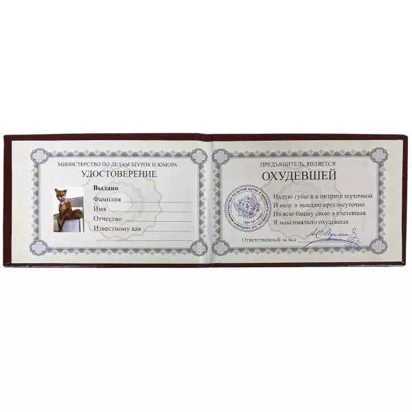 Удостоверение Охудевшей + Медаль Мисс вселенная, фото 3
