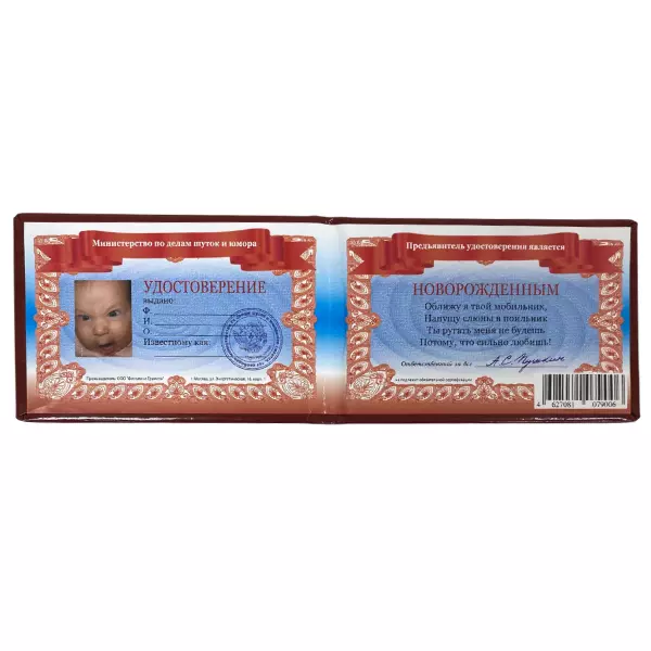Удостоверение Новорожденного + Медаль За то, что ты есть, фото 3