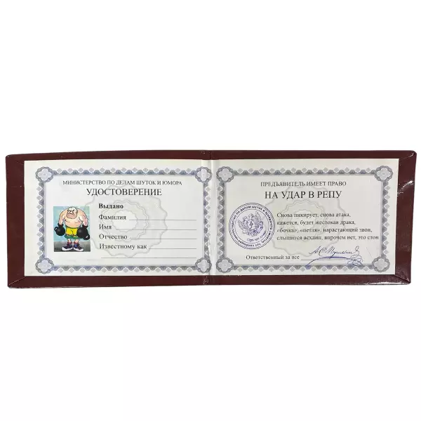 Удостоверение На удар в репу + Медаль Великий  и ужасный, фото 3