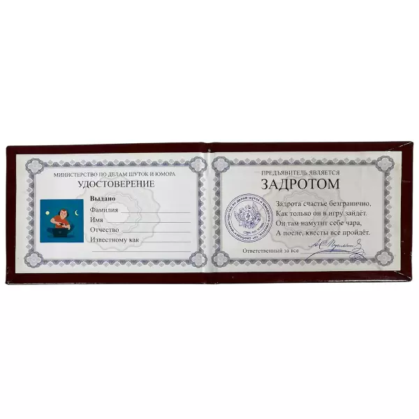 Удостоверение Задрота + Медаль Компьютерному гению, фото 3