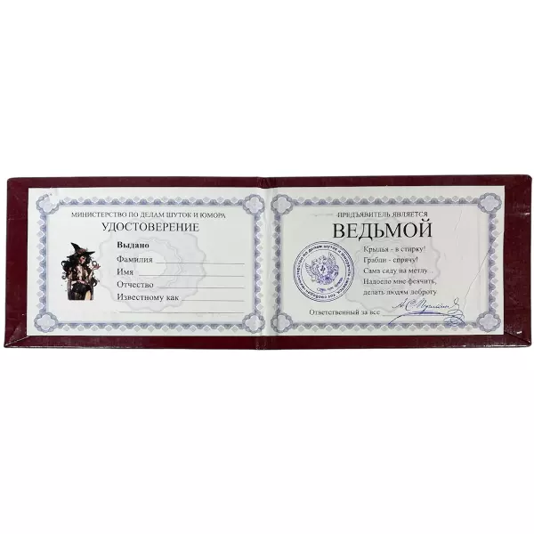 Удостоверение  Ведьмы + Медаль За креативное мышление, фото 3