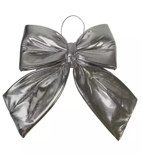 Бант декоративный серебряный (размер банта 28 см х 22 см), фото 2