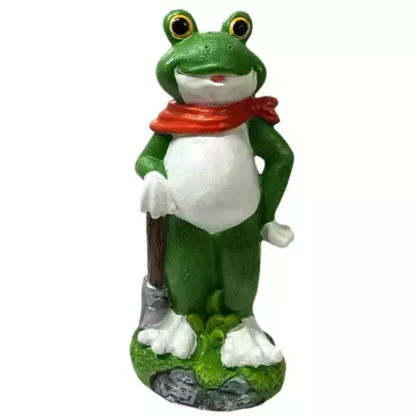 Садовая фигура "Лягушка в платке с лопатой