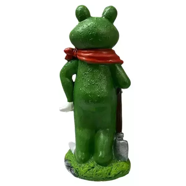 Садовая фигура "Лягушка в платке с лопатой, фото 3