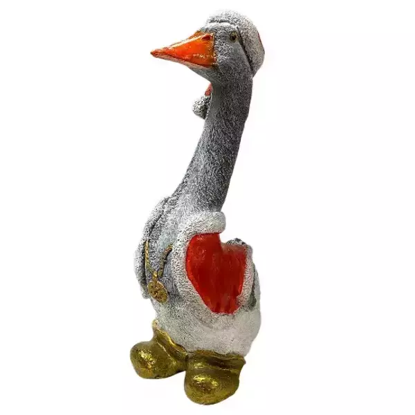 Садовая фигура "Гусь в шапке красной "