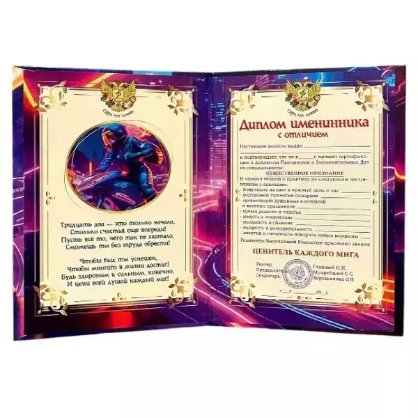 Диплом Именинника 32 года (папка адресная 21 × 15 × 0,4 см), фото 2
