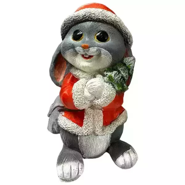 Садовая фигура "Заяц новогодний (красный)"