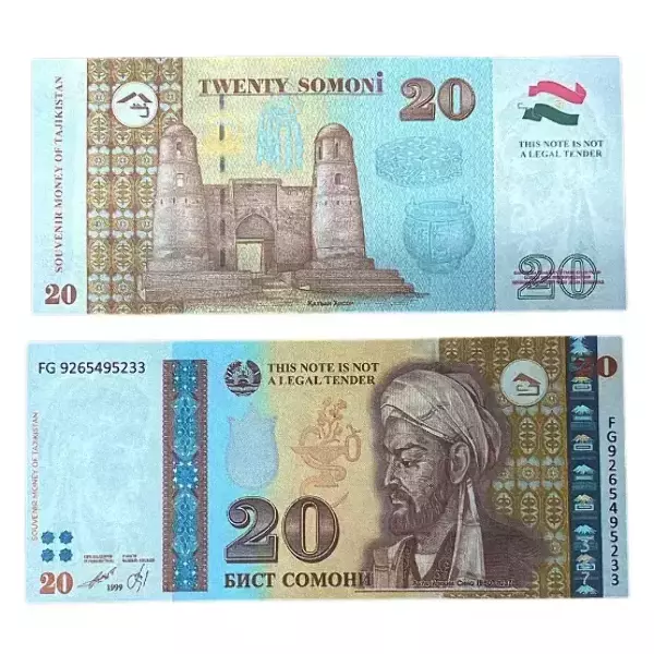 Сувенирные деньги 20 сомони – 80 банкнот, фото 2