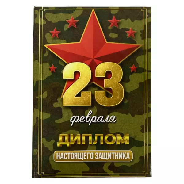 Диплом Настоящего Защитника (23февр) (папка адресная 15 х 11 х 0,4 см)