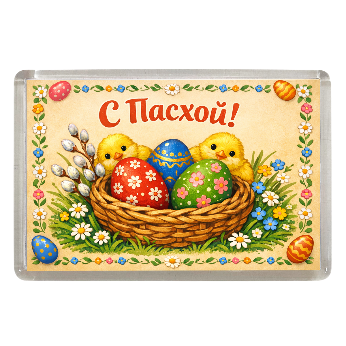 Магнит Пасха. Гнездышко с цыплятами