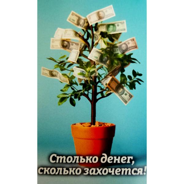 Мини открытка "Столько денег , сколько захочется"