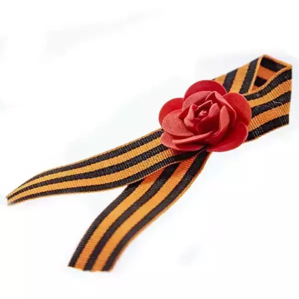 Значок “Георгиевская лента” цветок малый красный, фото 5