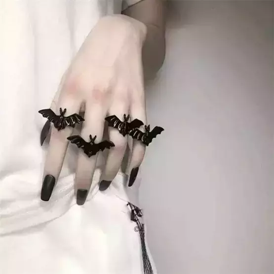 Кольцо Летучая мышь черное