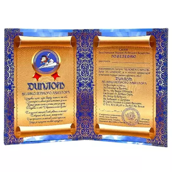 Диплом Великолепного авиатора (папка адресная 15 × 11 × 0,4 см), фото 2