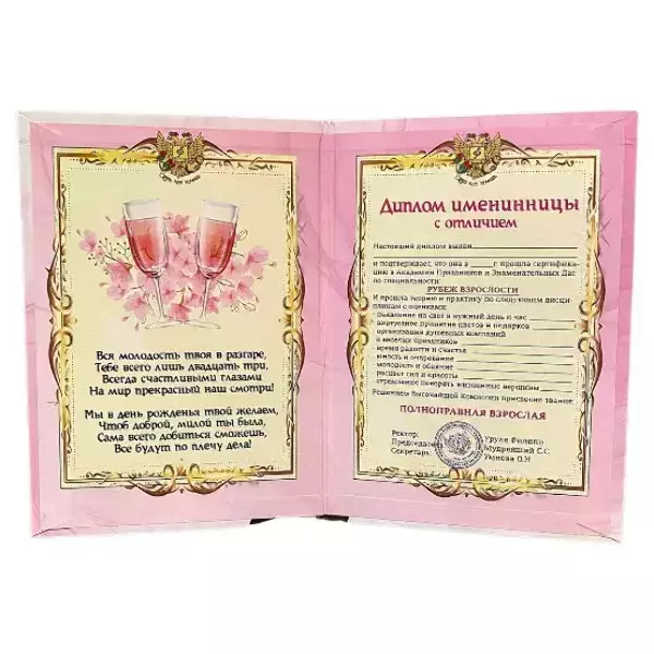 Диплом Именинницы 23 года (папка адресная 21 × 15 × 0,4 см), фото 2