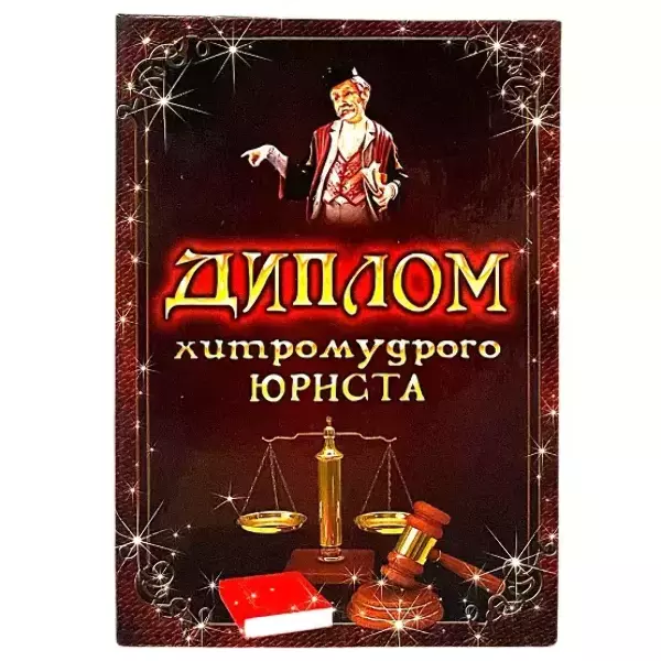 Диплом Хитромудрого юриста (папка адресная 15 × 11 × 0,4 см)