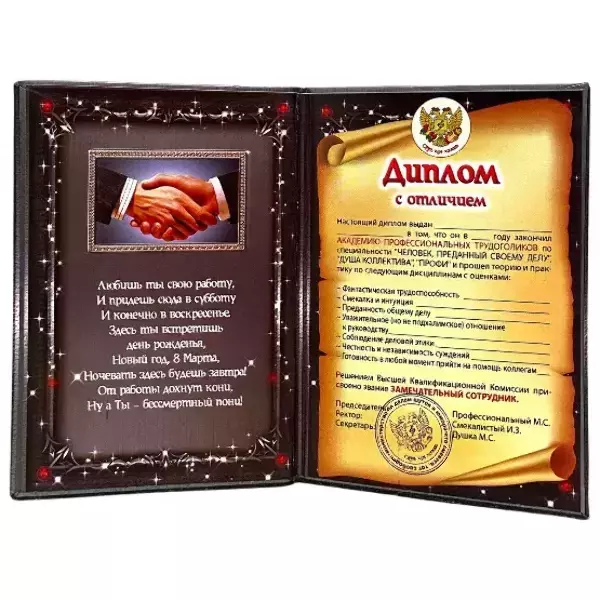 Диплом Замечательного сотрудника  (папка адресная 15 × 11 × 0,4 см), фото 2