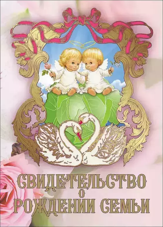 Свадебный диплом, Свидетельство о рождении семьи  (папка адресная 21 × 15 × 0,4 см)
