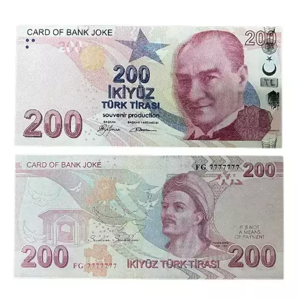 Сувенирные деньги 200 турецких лир – 80 банкнот, фото 2