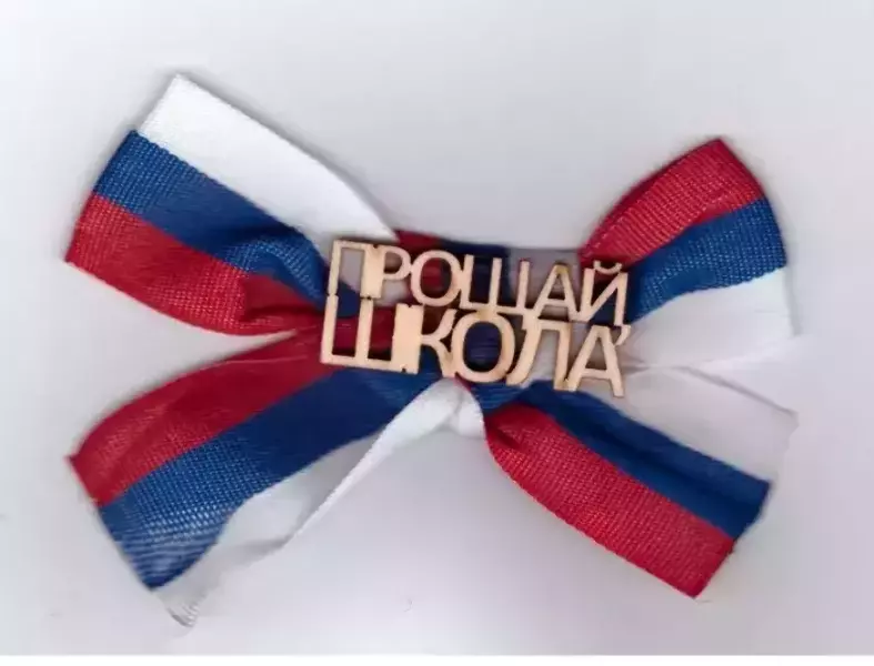 Значок “Прощай школа” дерево (триколор)