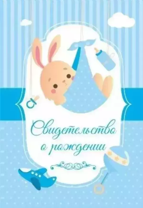 Папка для свидетельства о рождении “Зайчик голубой”