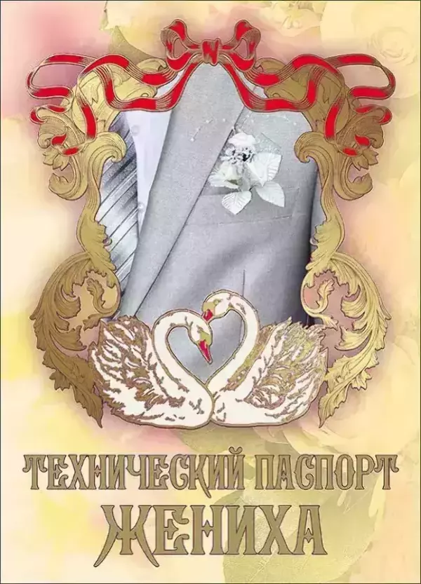 Свадебный диплом, Технический паспорт жениха  (папка адресная 21 × 15 × 0,4 см)