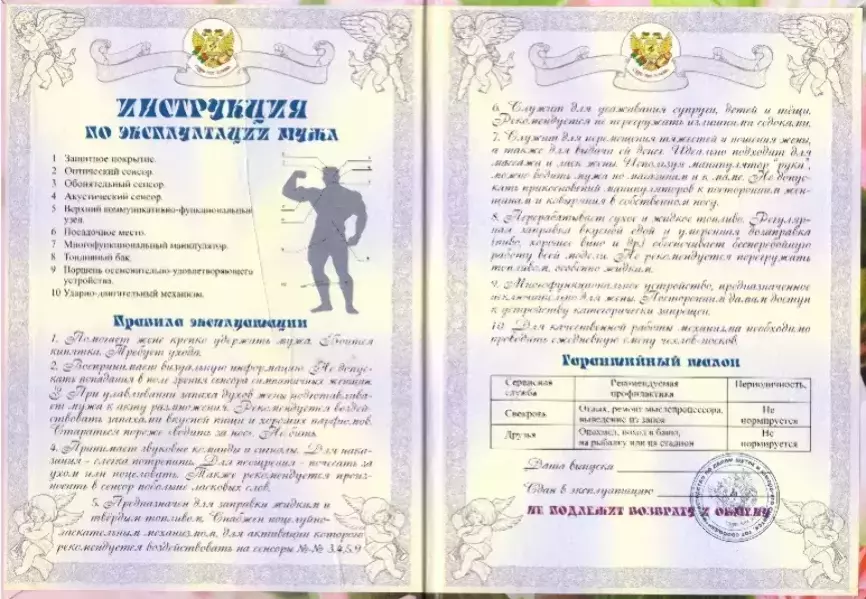 Свадебный диплом, Инструкция по эксплуатации мужа  (папка адресная 21 × 15 × 0,4 см), фото 2