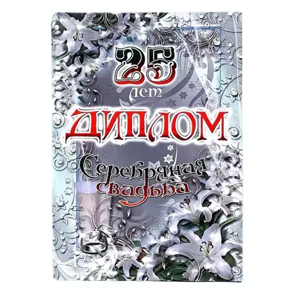 Серебряная свадьба – 25 лет (папка адресная 21 × 15 × 0,4 см)