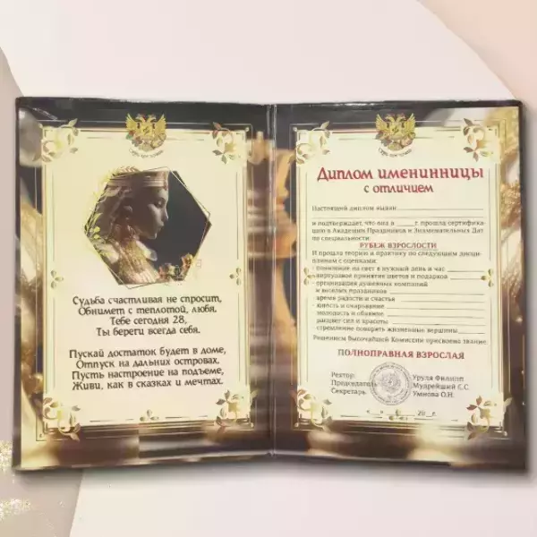 Набор диплом с медалью “Именинница 28 лет”, фото 2