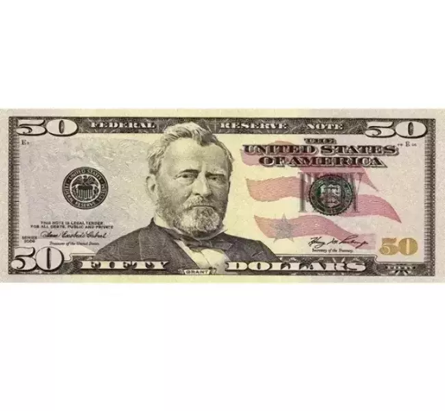 Наклейка 50 долларов (в упаковке 20 шт.)