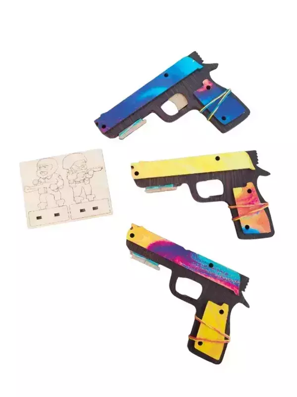 Деревянный Пистолет резинкострел в ассортименте