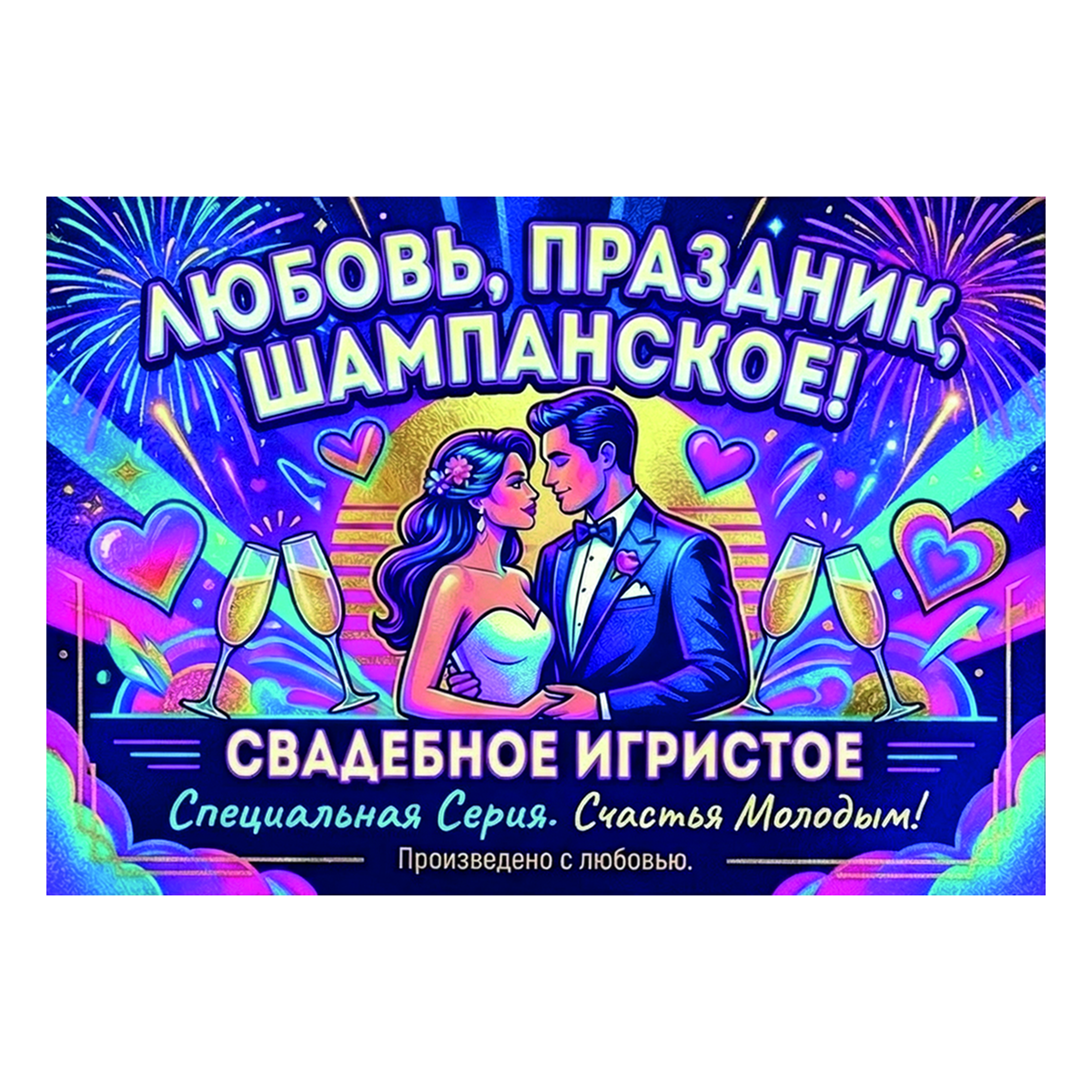 Наклейка на бутылку "Любовь, праздник, шампанское" (12 шт)