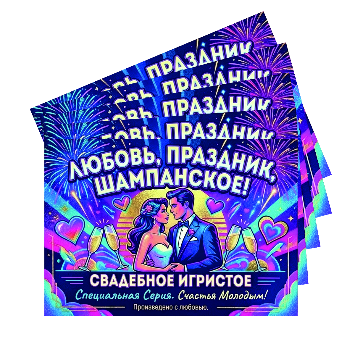 Наклейка на бутылку "Любовь, праздник, шампанское" (12 шт), фото 2