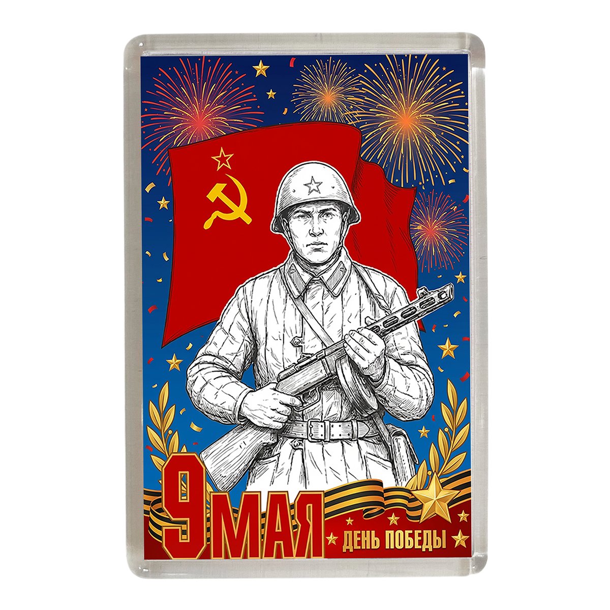 Магнит 9 мая красный (солдат)