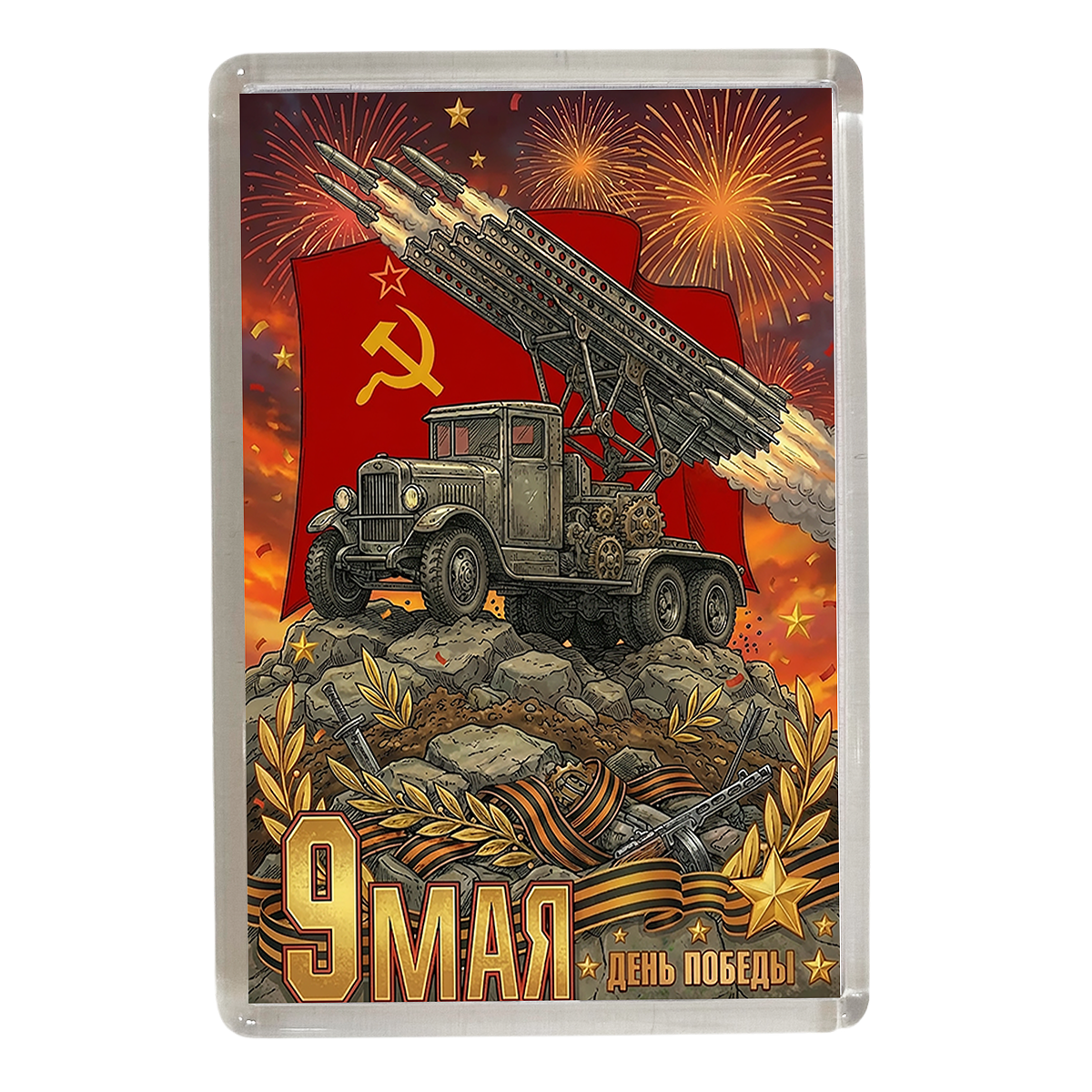 Магнит 9 мая красный (Катюша)