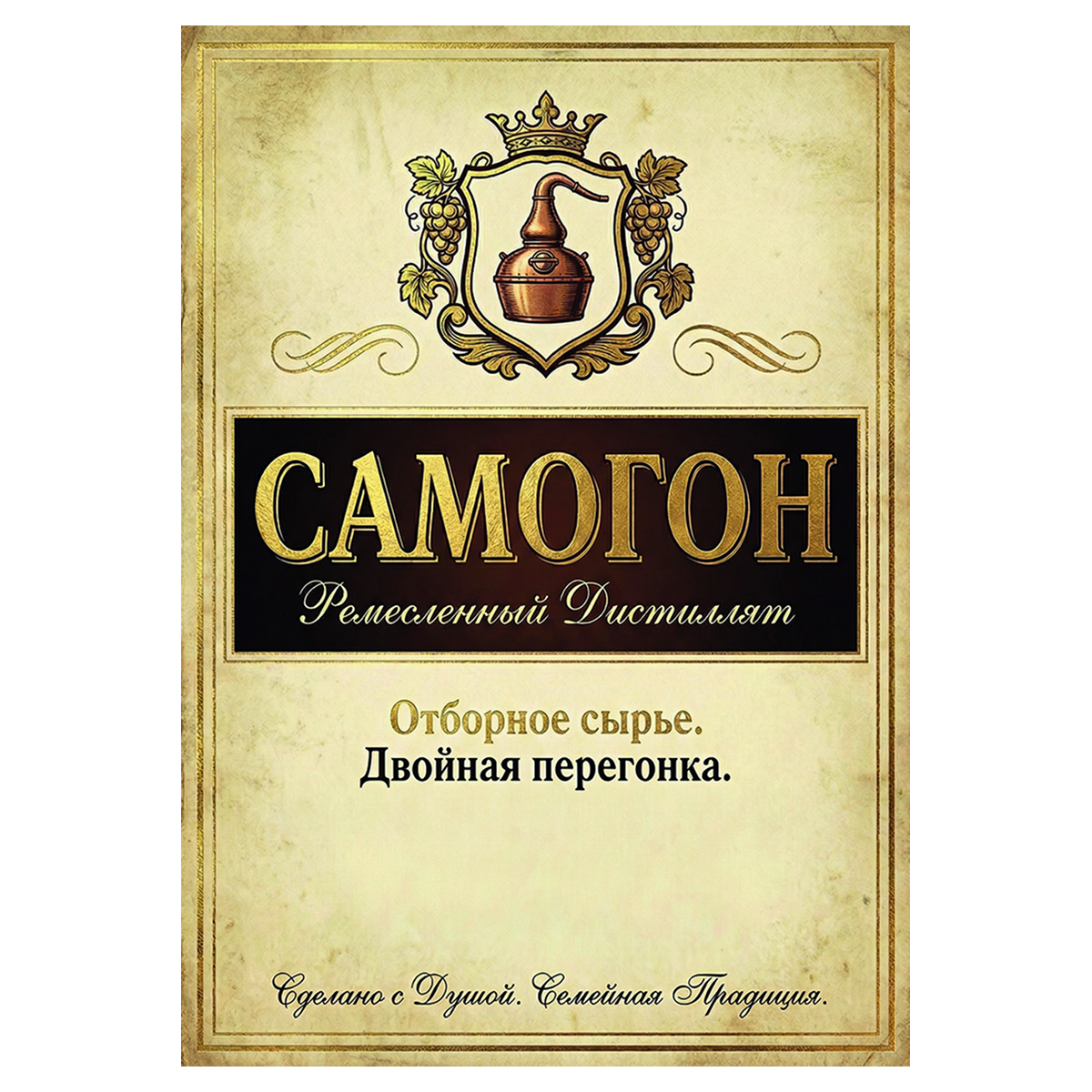 Наклейка на бутылку "Самогон. Ремесленный дистиллят" (12 шт)