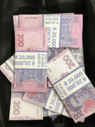 Сумка с деньгами 200 украинских гривен