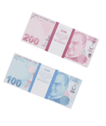 Набор №13 Сувенирные деньги Турецкие лиры (100, 200)