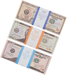 Набор №6 Сувенирные деньги Доллары (10, 20, 50 долларов)