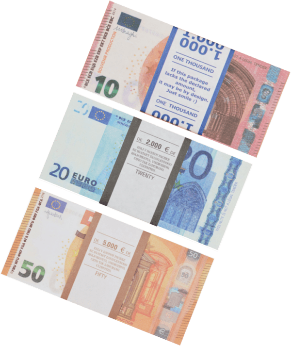 Набор №4 Сувенирные деньги Евро (50, 20, 10 евро)