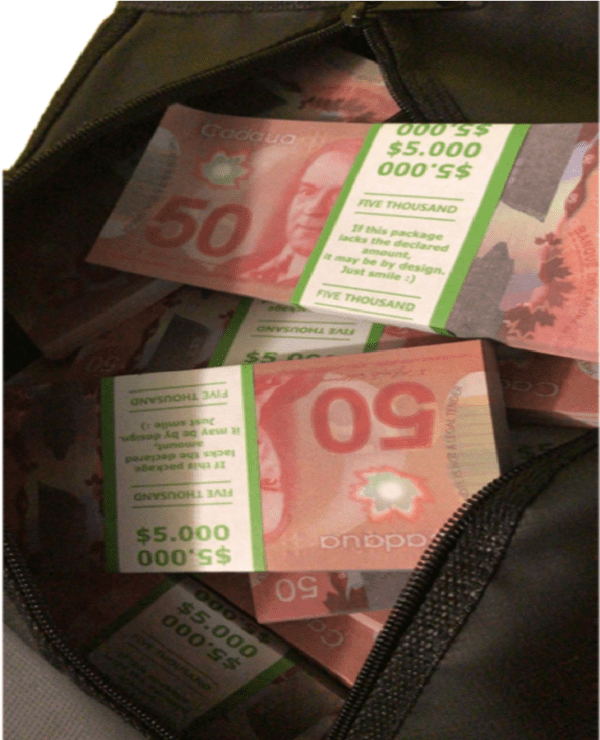 Сумка с деньгами новых 50 канадских дол