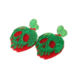 Акриловые серьги-подвески с черепом зеленые