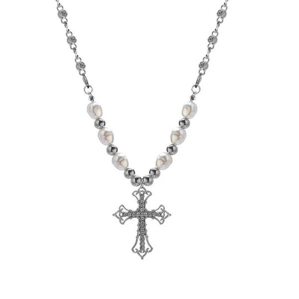 Ожерелье жемчужное с крестом
