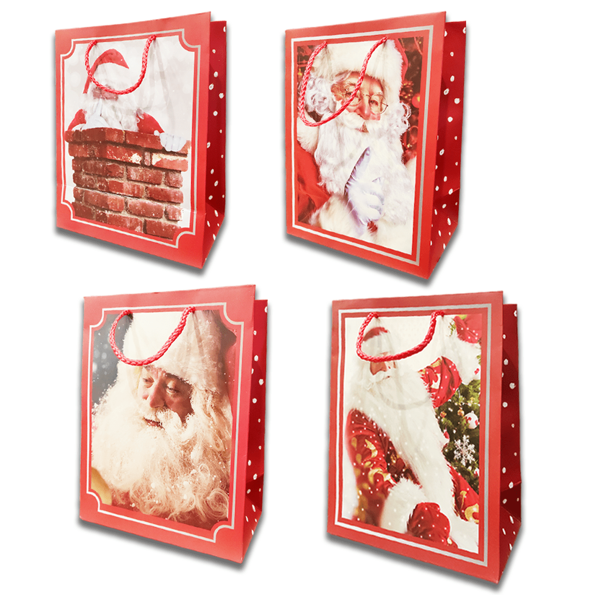 Комплект подарочных пакетов "Дед Мороз" 23*18*10см (12шт)