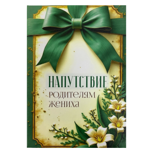 Свадебный диплом, Напутствие родителям жениха (папка адресная 21 × 15 × 0,4 см)