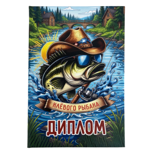 Диплом Клевого рыбака  (папка адресная 15 × 11 × 0,4 см)
