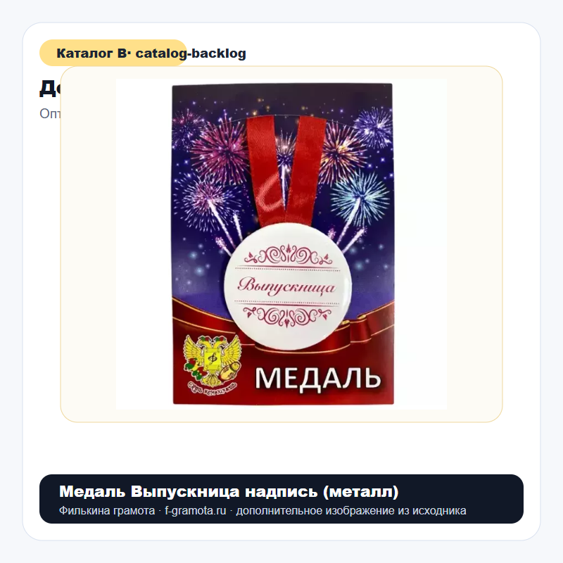 Медаль Выпускница надпись (металл) - catalog