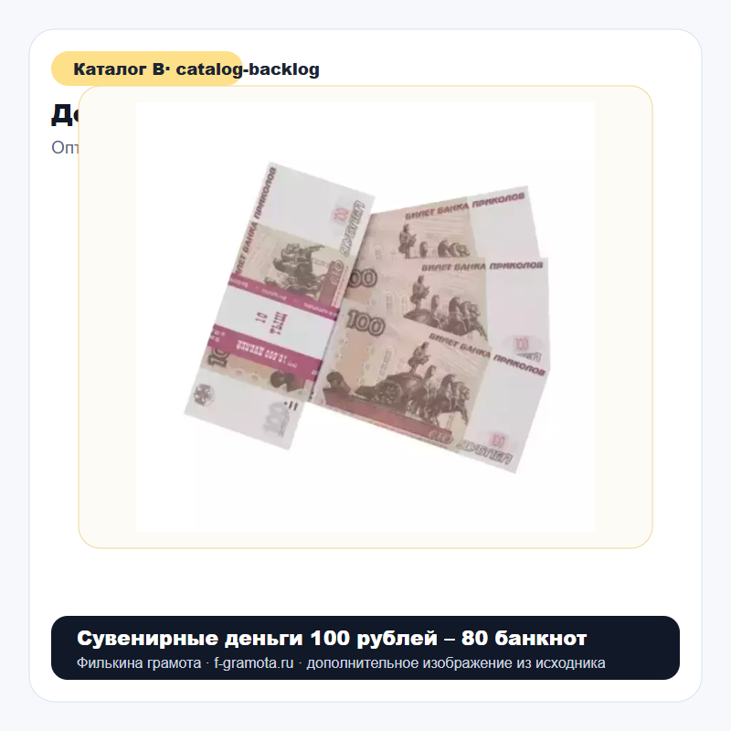 Сувенирные деньги 100 рублей – 80 банкнот - catalog
