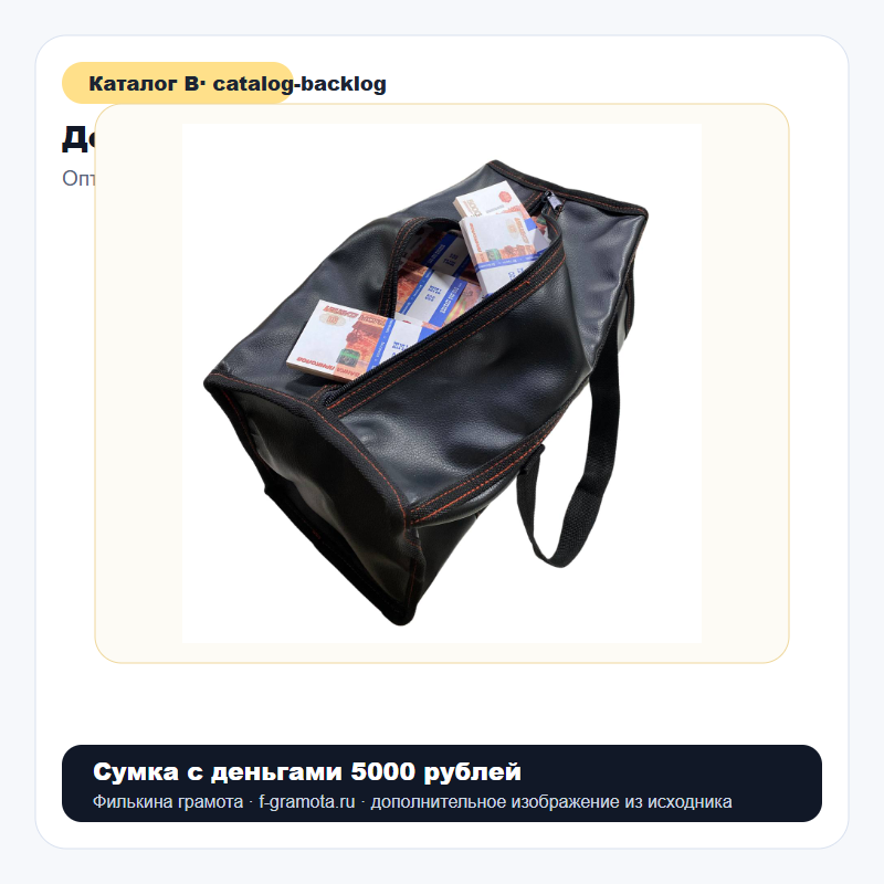 Сумка с деньгами 5000 рублей - catalog
