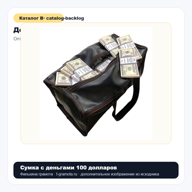 Сумка с деньгами 100 долларов - catalog